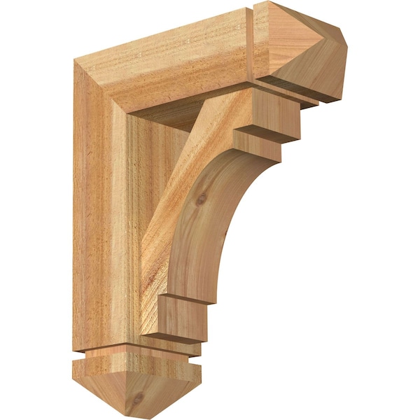 Ekena Millwork Merced Arts and Crafts Rough Sawn Bracket w/ Offset Brace, Western Red Cedar, 6"W x 16"D x 20"H BKT0604X16X20MRC03RWR - main